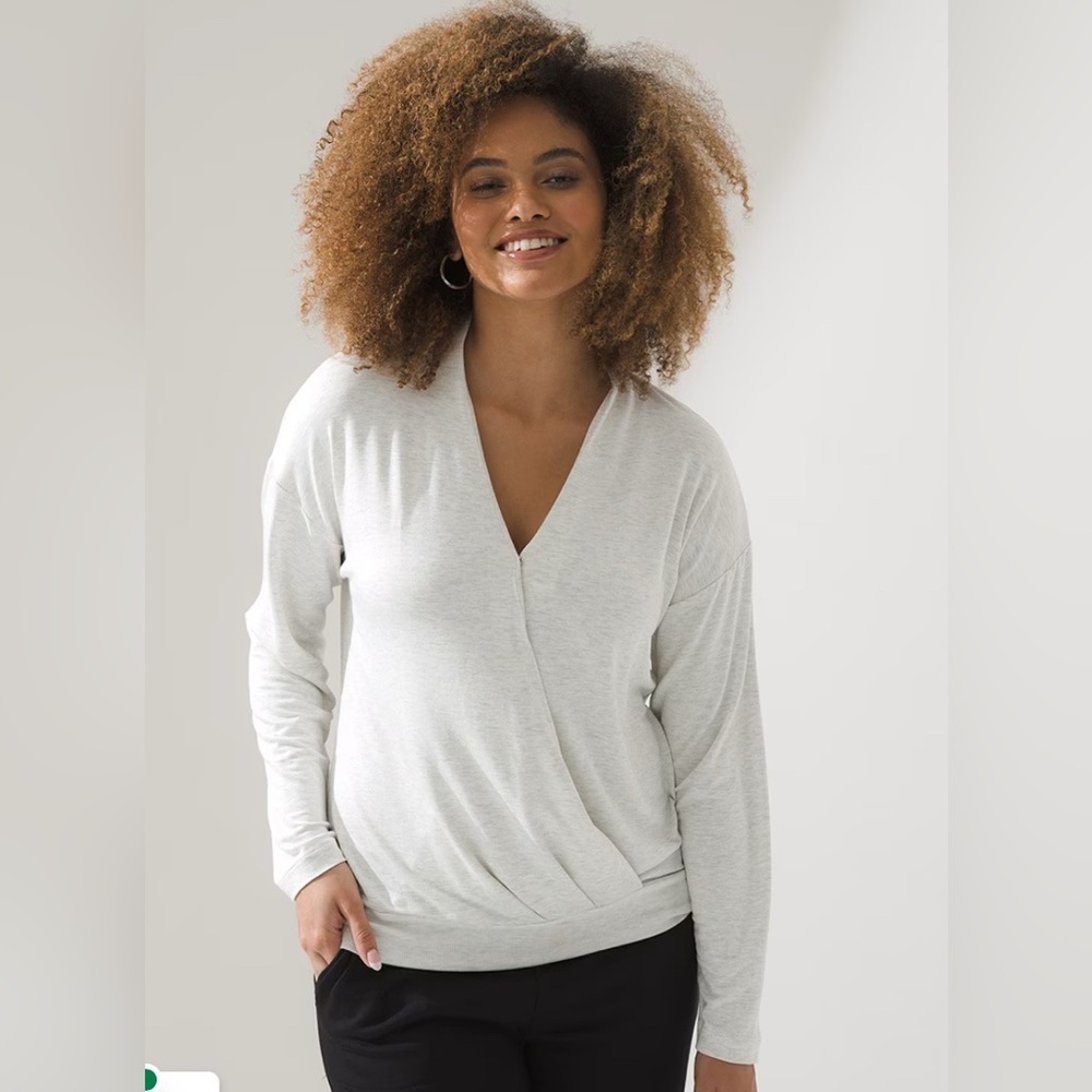 Soma Sunday Faux Wrap Long Sleeve V-Neck Soft  Cream Casual Top XL